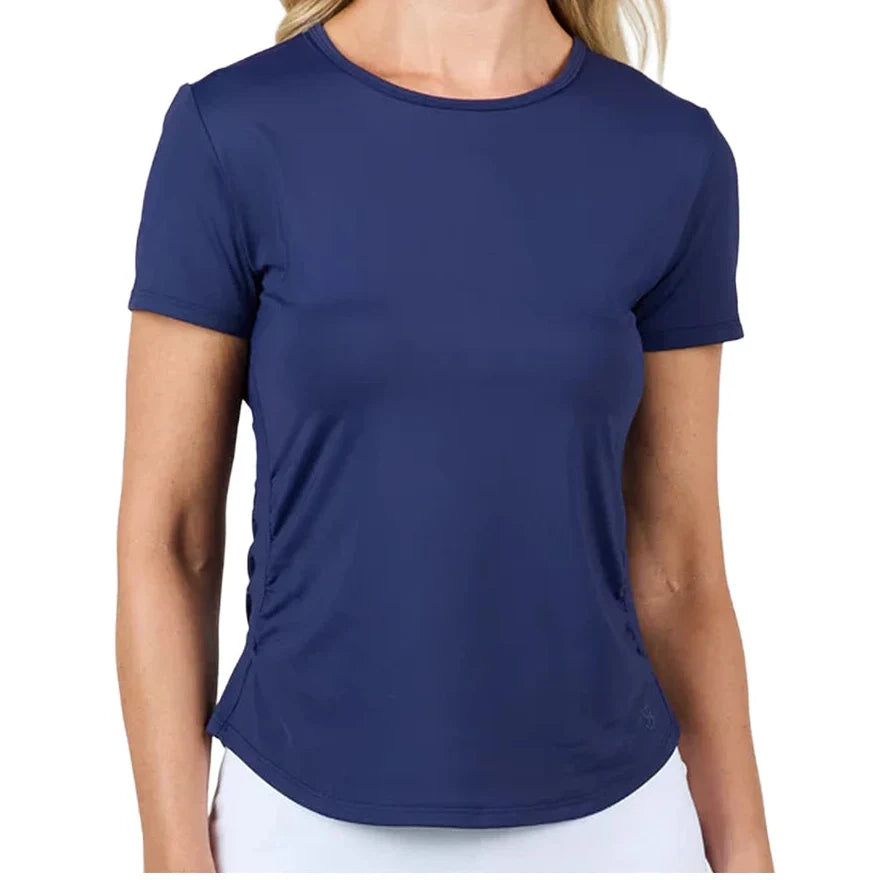 Women's Style Icons Short Sleeve Tennis Top Navy,Apparel,Sofibella,Navy,XS,Tennis Express,2452-NVY