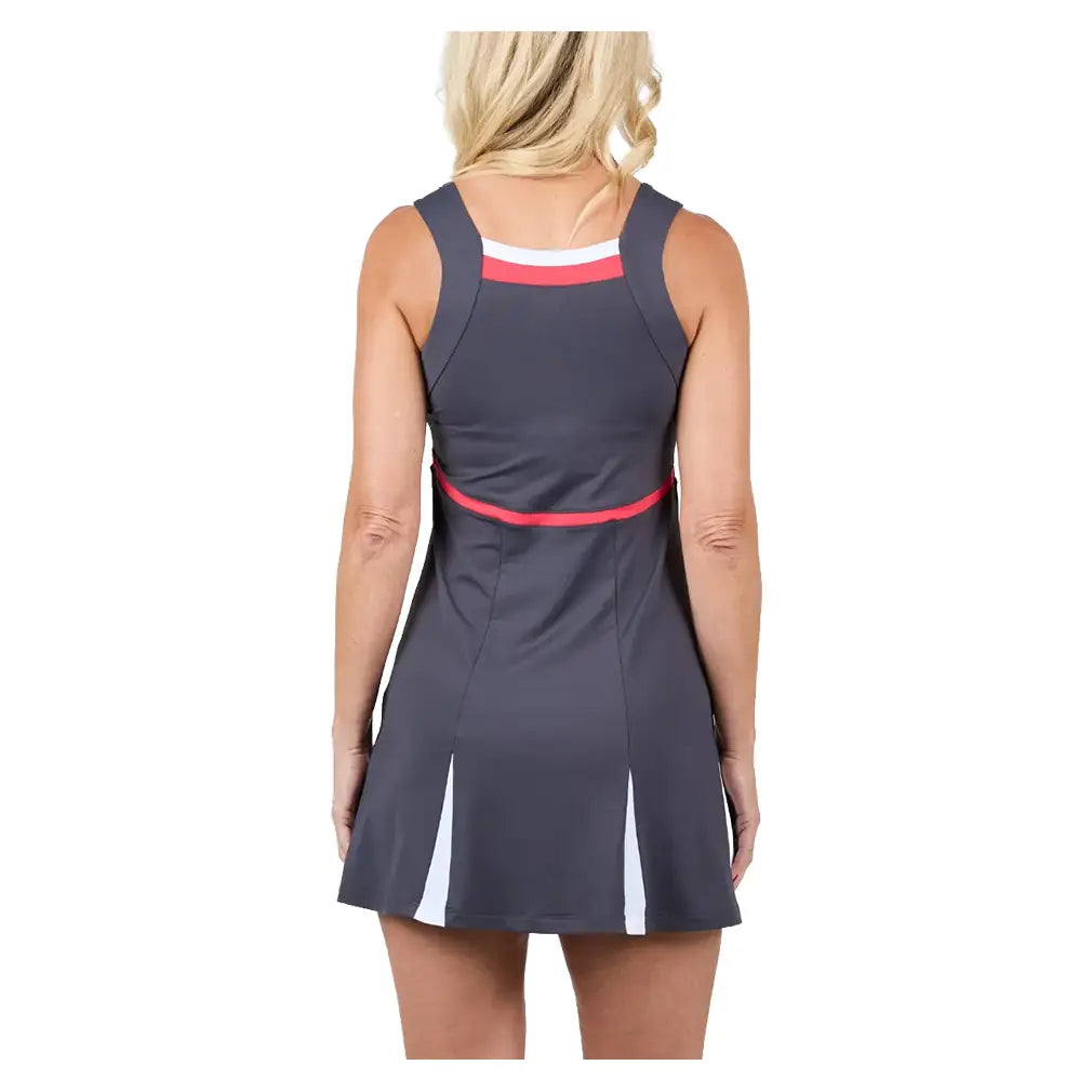 Women's Berry Fusion Tennis Dress Dark Grey and Berry Red,Apparel,Sofibella,,,Tennis Express,2455BEF-DKGS26-4