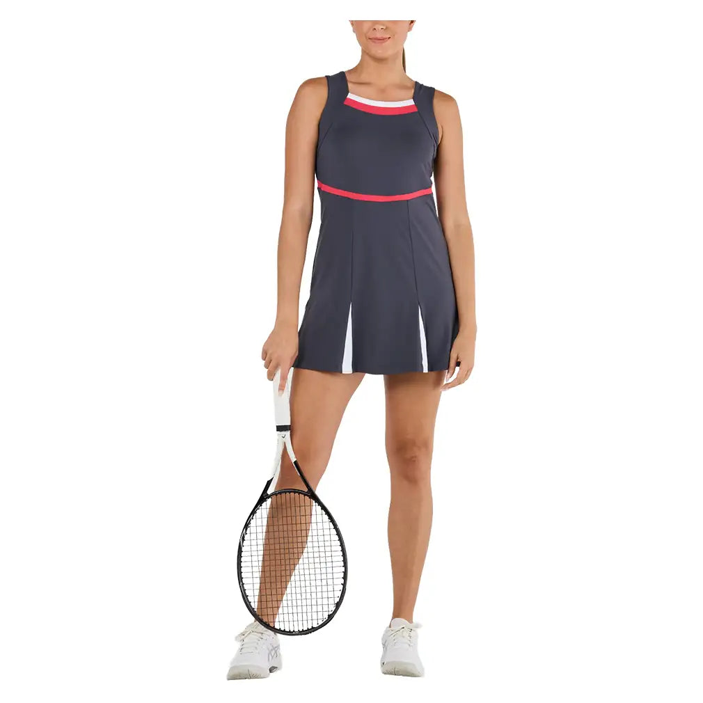 Women's Berry Fusion Tennis Dress Dark Grey and Berry Red,Apparel,Sofibella,,,Tennis Express,2455BEF-DKGS26-5