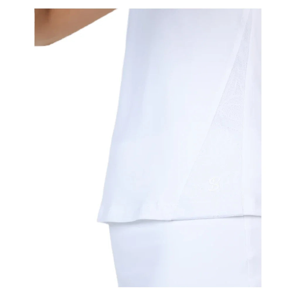 Women's White Lotus Short Sleeve Tennis Top,Apparel,Sofibella,,,Tennis Express,2478WLO-WHT-2