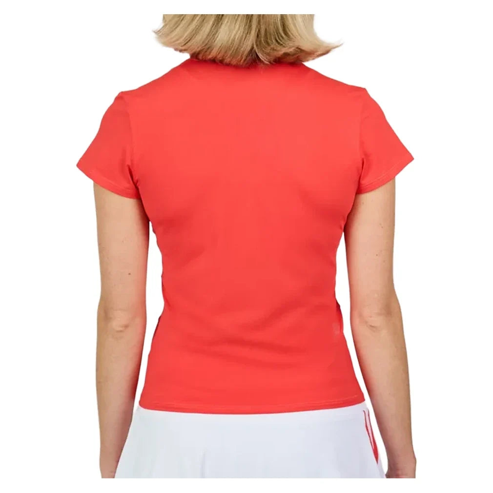 Women's Short Sleeve Tennis Top Hibiscus,Apparel,Sofibella,,,Tennis Express,2488-HIB-2