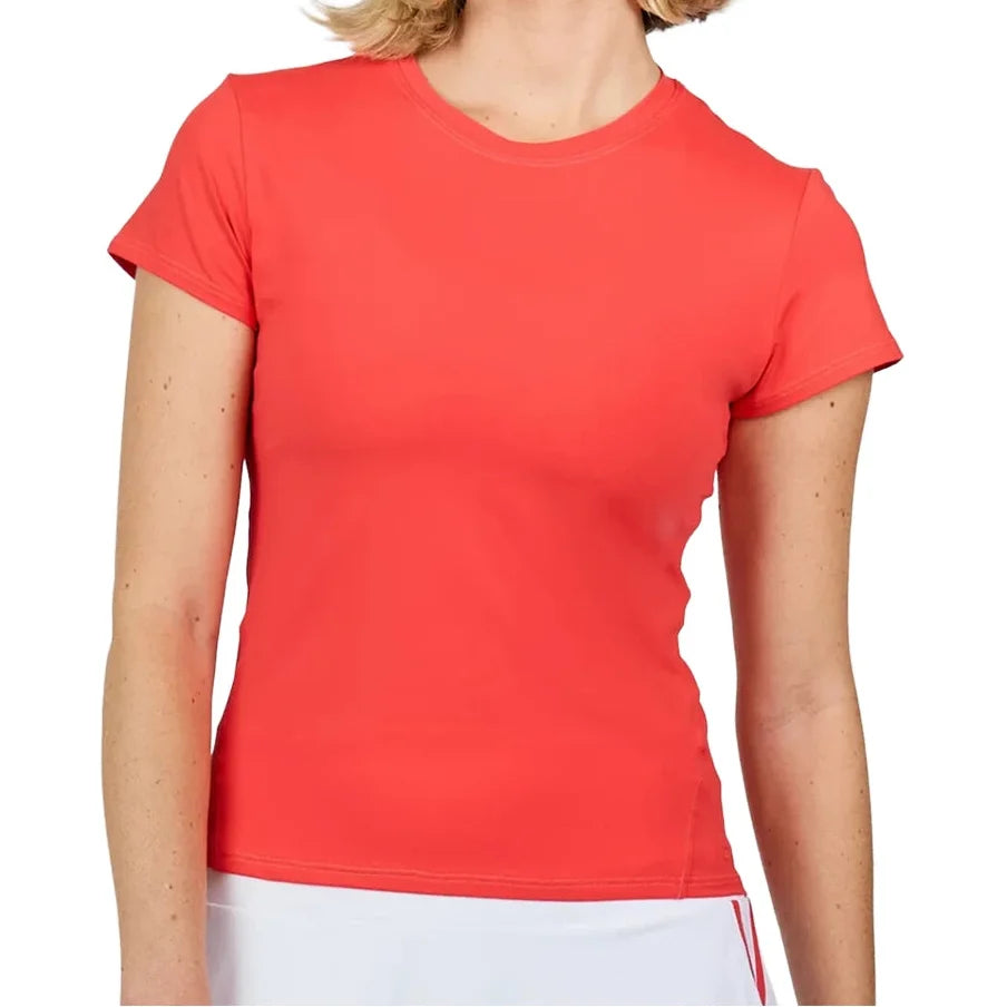 Women's Short Sleeve Tennis Top Hibiscus,Apparel,Sofibella,Hibiscus,XS,Tennis Express,2488-HIB