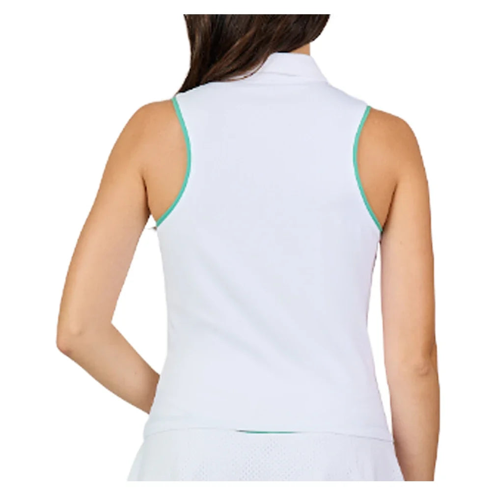 Women's Sleeveless Tennis Polo White and Alpine,Apparel,Sofibella,,,Tennis Express,2521ALW-WHT3