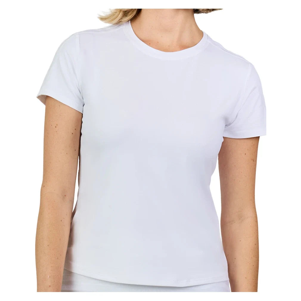 Women's Short Sleeve Tennis Top White,Apparel,Sofibella,White,XS,Tennis Express,2538WST
