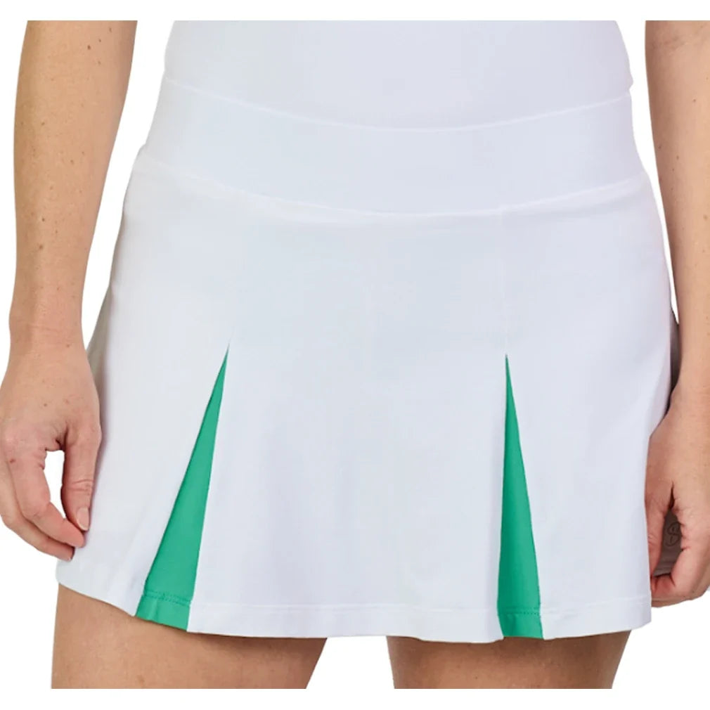 Women's 13 Inch Tennis Skort White and Alpine,Apparel,Sofibella,White/Alpine,XS,Tennis Express,2608ALW-WHT