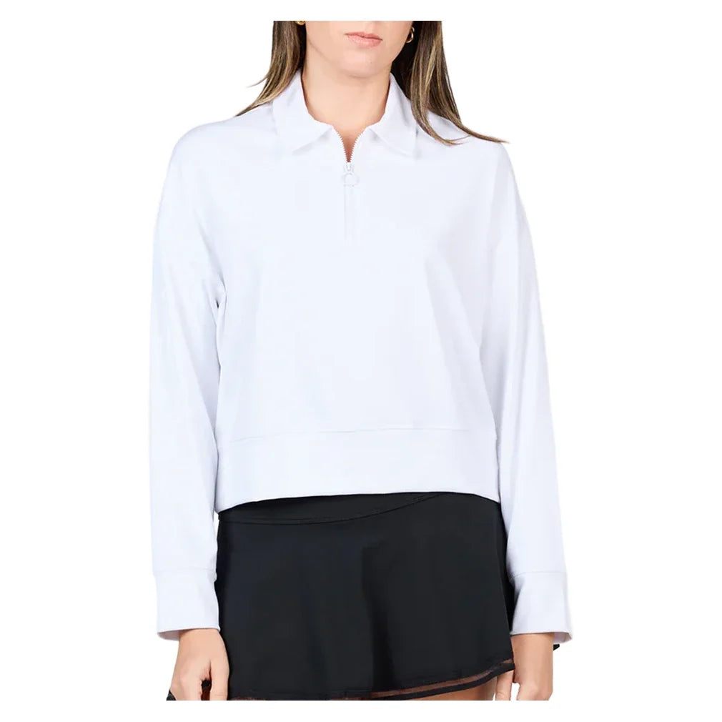 Women's Staples Tennis Pullover White,Apparel,Sofibella,White,L,Tennis Express,2612-WHT