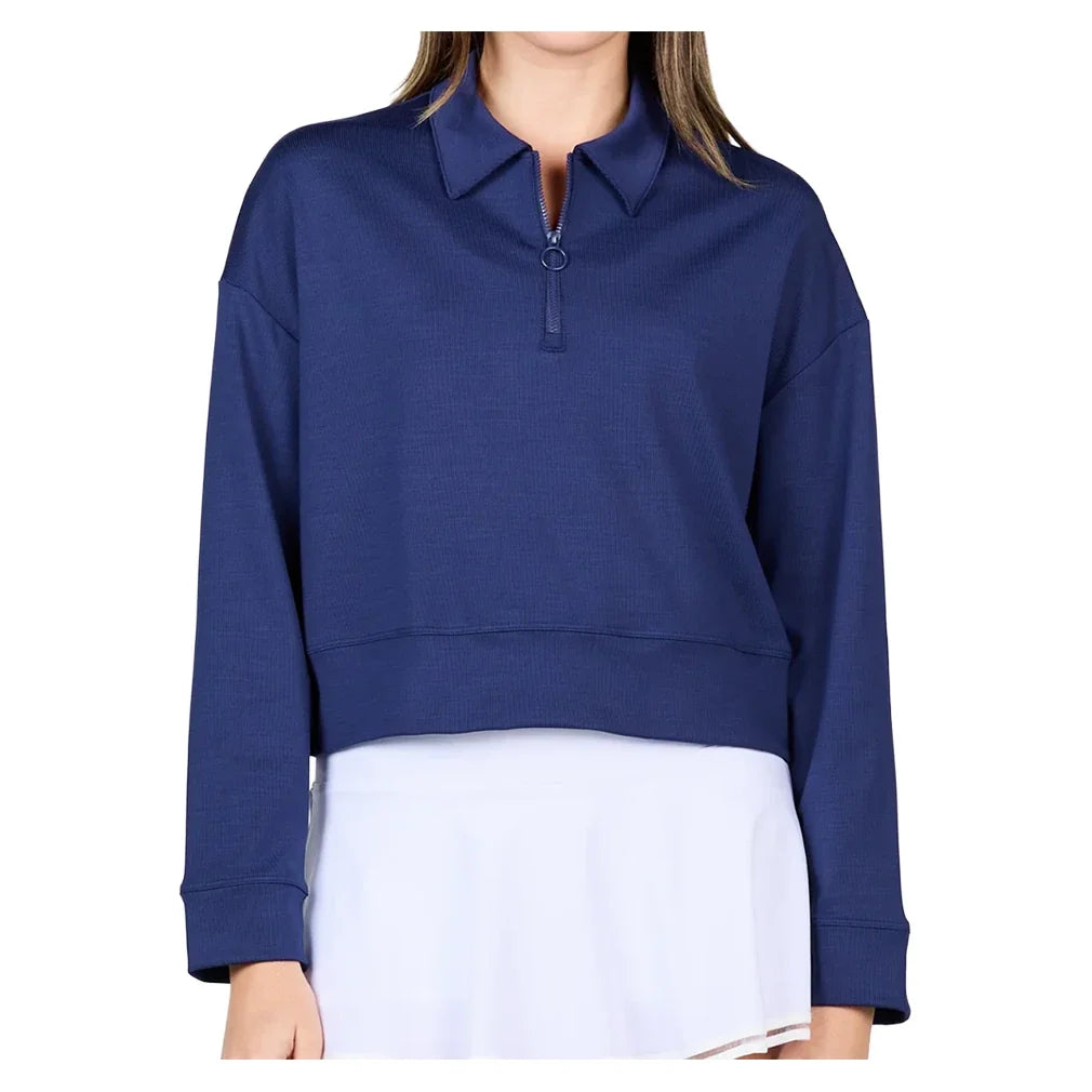 Women's Pullover Tennis Top,Apparel,Sofibella,Navy,XS,Tennis Express,2612STP-Navy