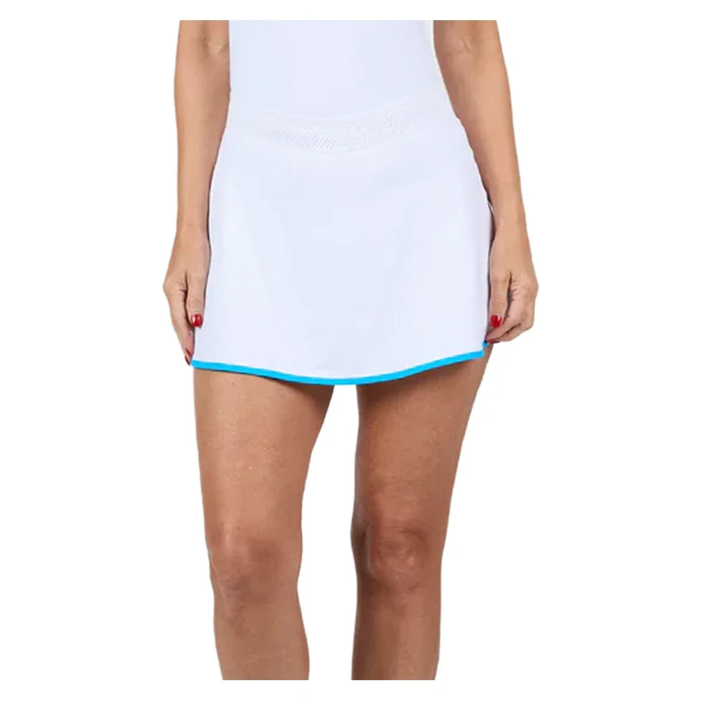 Women's Electric Whites 13 Inch Tennis Skort White and Electric Blue-Apparel-Sofibella-2637ELB-WHT-1-Tennis Express