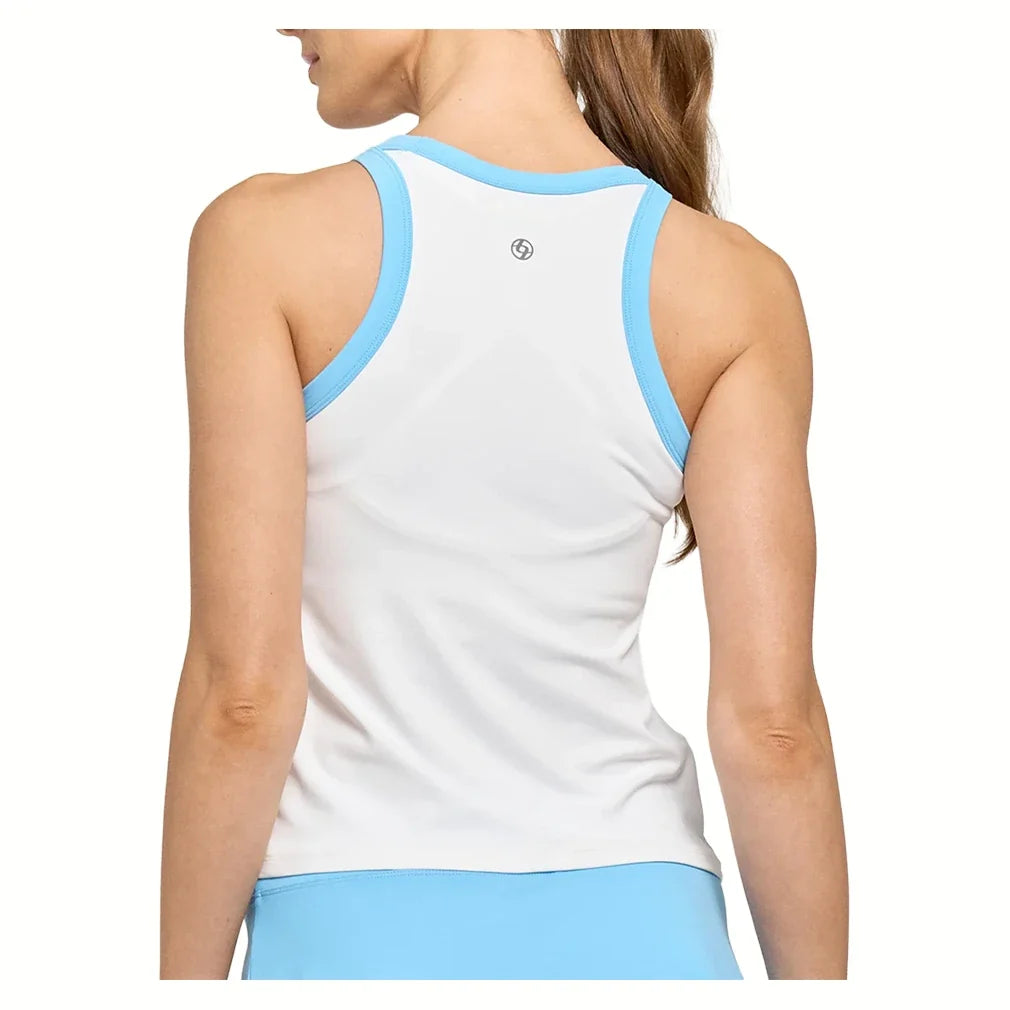 Women's Doubles Tank White and Blue Shores,Apparel,Lija,,,Tennis Express,26S-1991T4-1