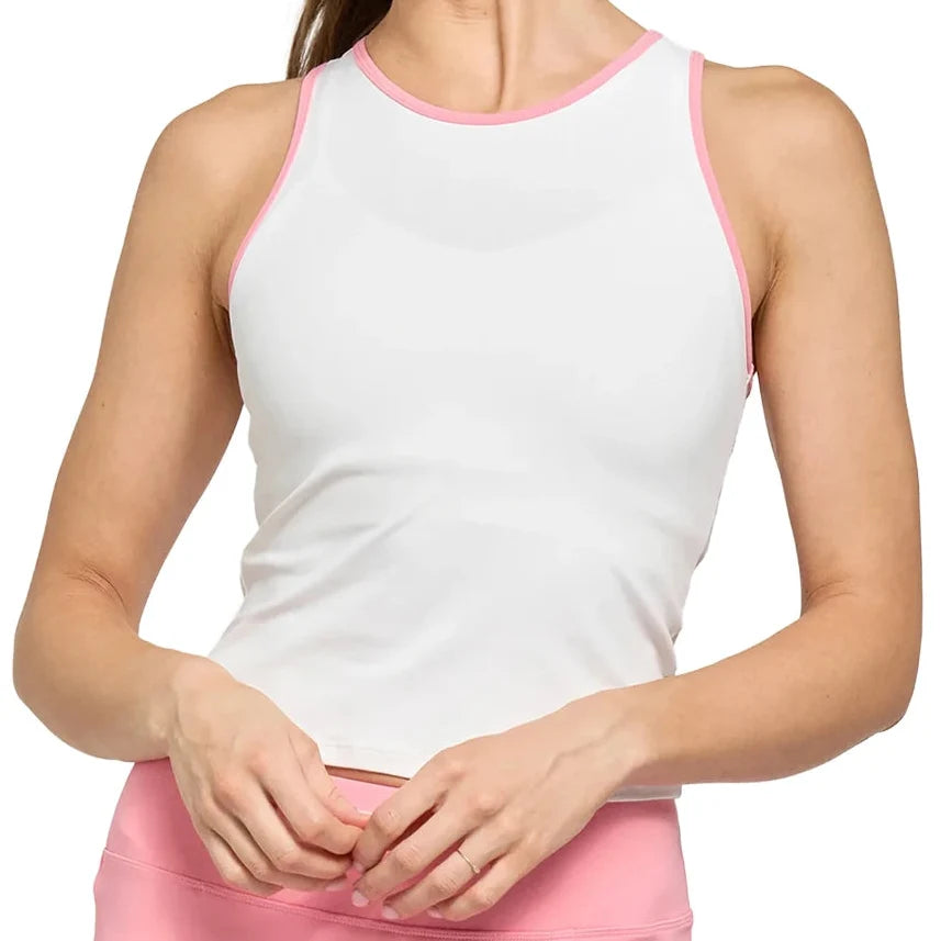 Women's Champiion Tennis Tank White and Sherbet,Apparel,Lija,White/Sherbet,XS,Tennis Express,26S-1998T5
