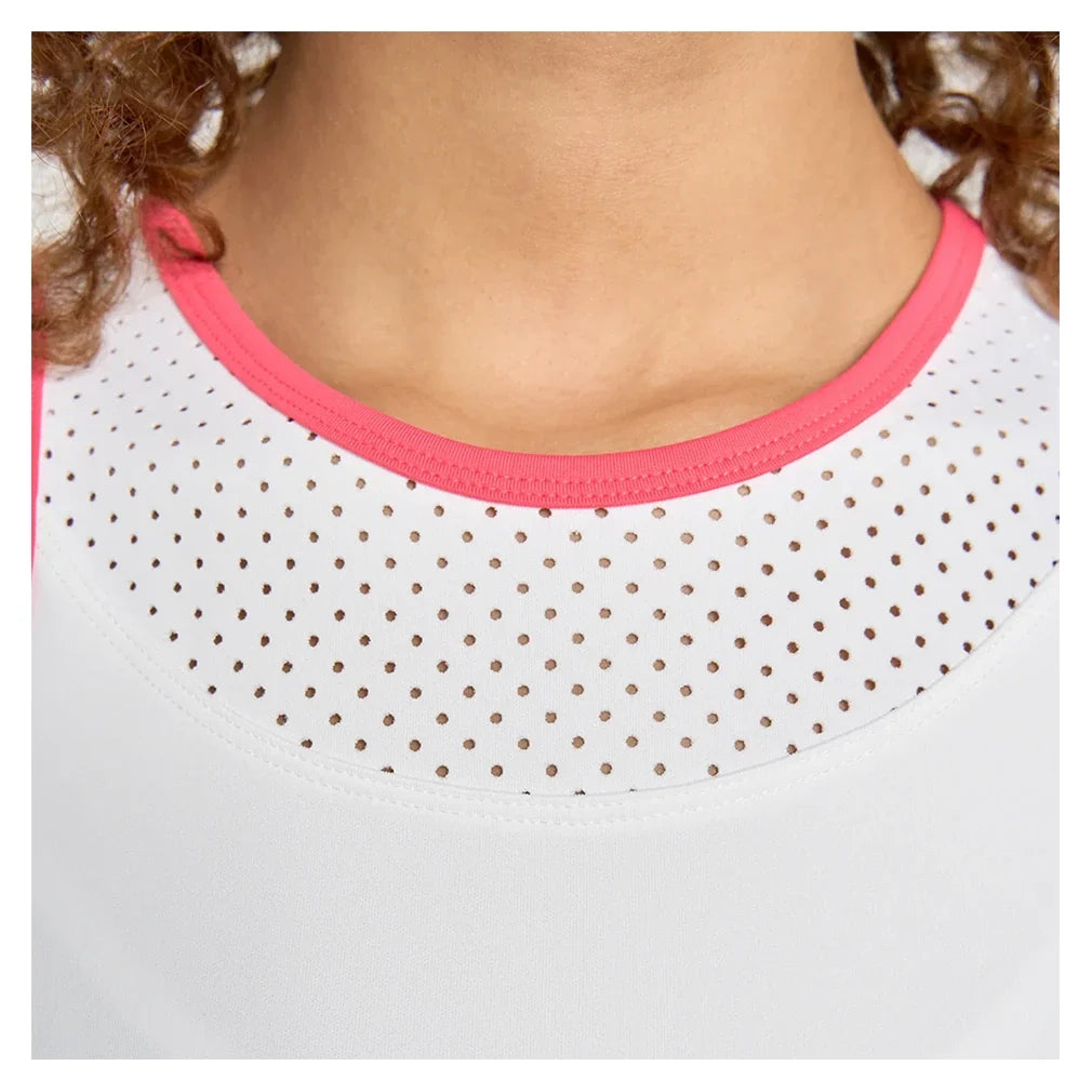 Women's City Tennis Dress White and Hibiscus,Apparel,Lija,,,Tennis Express,26S-3227T5-3