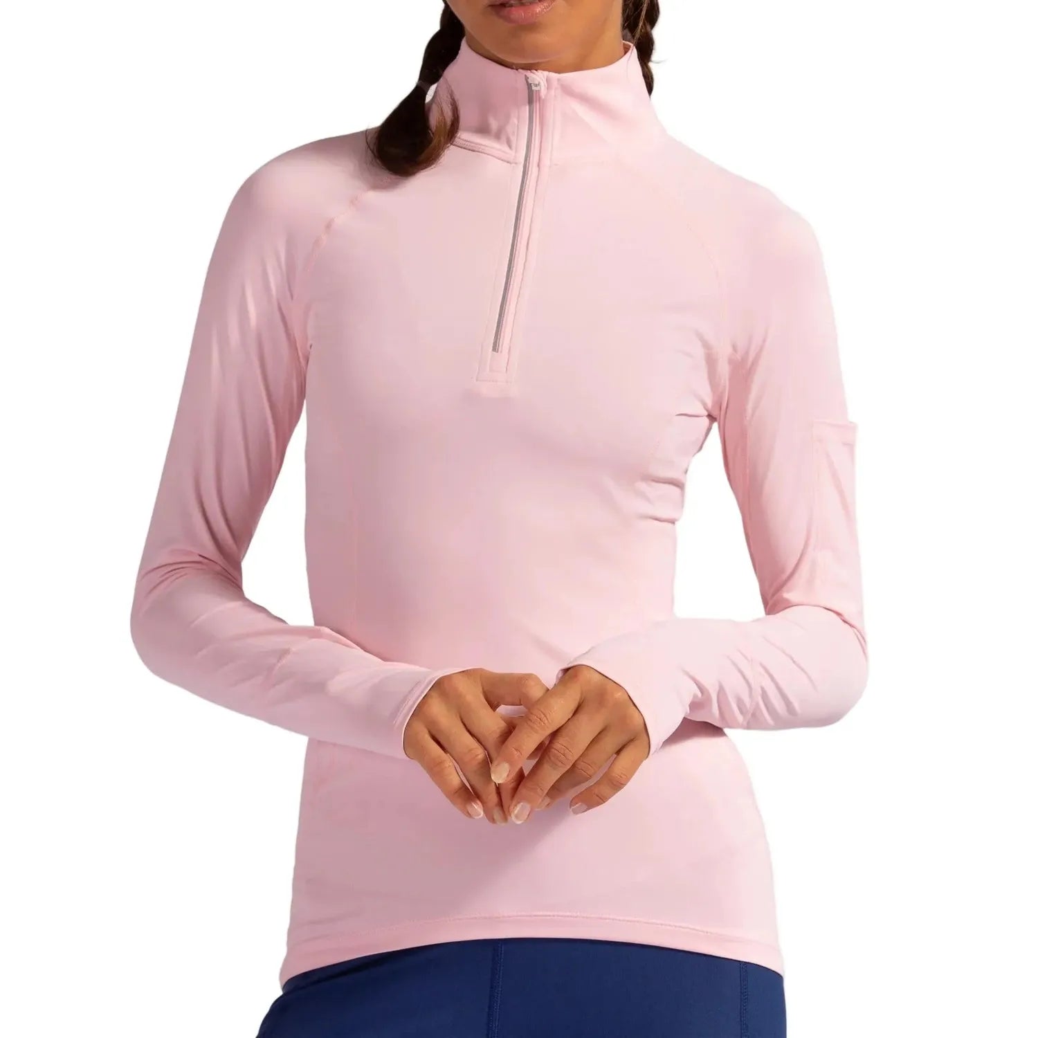 Women's Mock Zip Tennis Top-Apparel-BloqUV-3001TickleMePink-Tennis Express