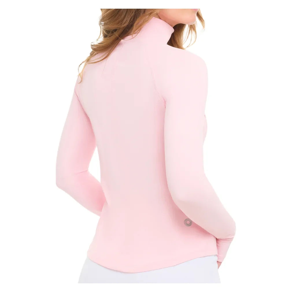 Women's Mock Zip Long Sleeve Tennis Top Tickle Me Pink, BloqUV, Tennis Express, 3100-TMPF26-1