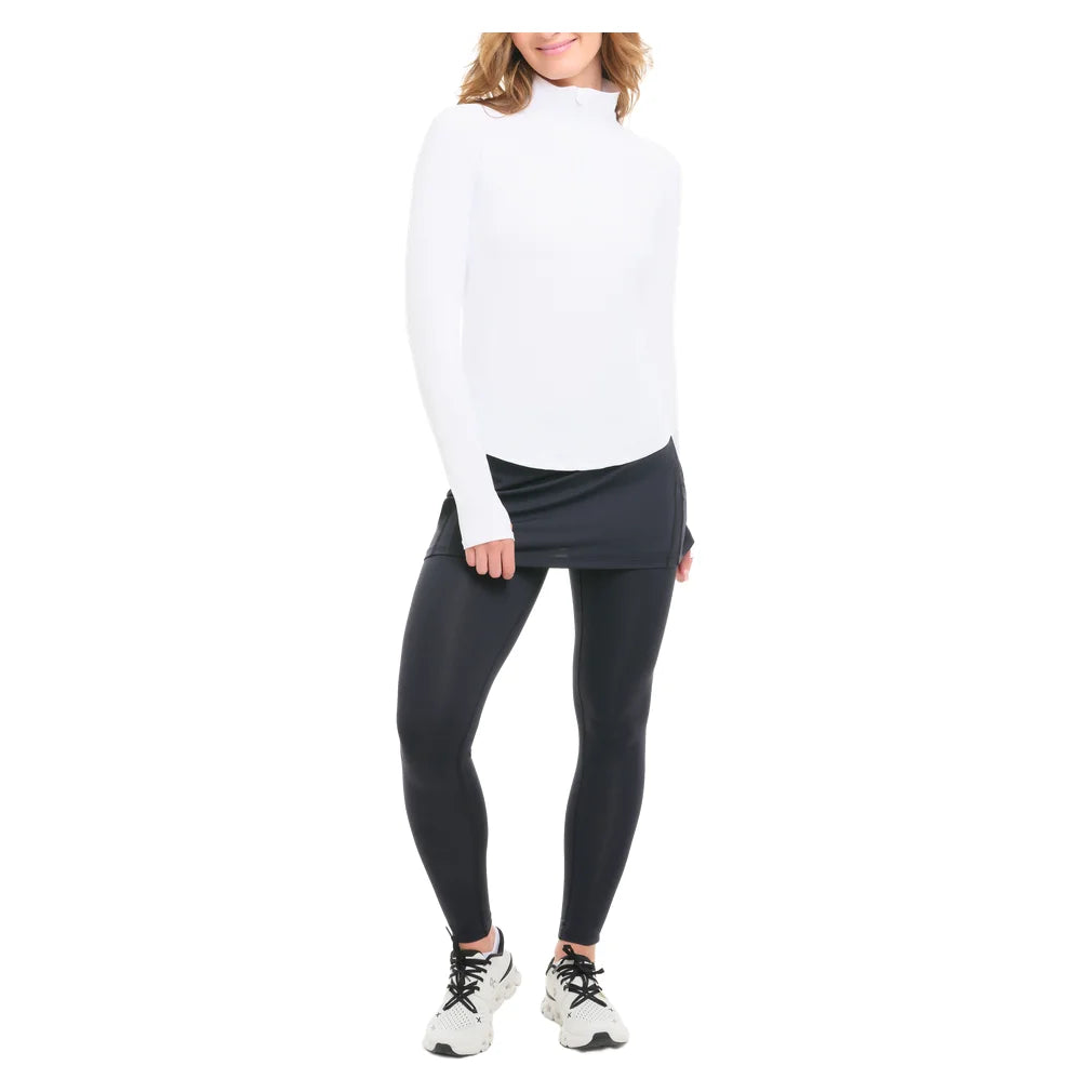 Women's Mock Zip Long Sleeve Tennis Top White, BloqUV, Tennis Express, 3100-WHTF26-9