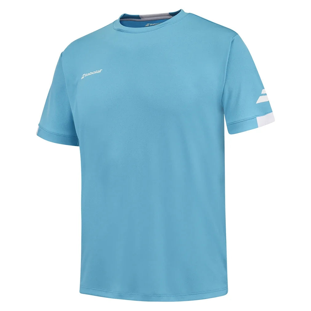 Boys' Play Crew Neck Tennis Top Cyan Blue-Apparel-Babolat-Cyan Blue-6/8, [current_file_name-Tennis Express