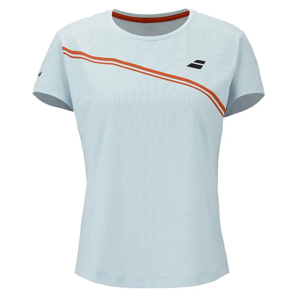 Women's Play Cap Sleeve Tennis Top Illusion Blue,Apparel,Babolat,Illusion Blue,XS,Tennis Express,3WTG011-4142