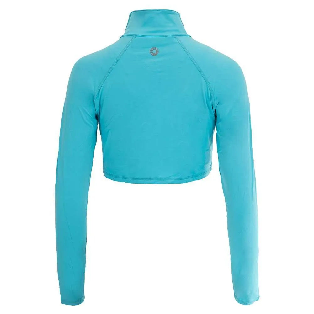 Women's Full Zip Tennis Crop Top-Apparel-BloqUV-4010-H21_trquise-2-Tennis Express