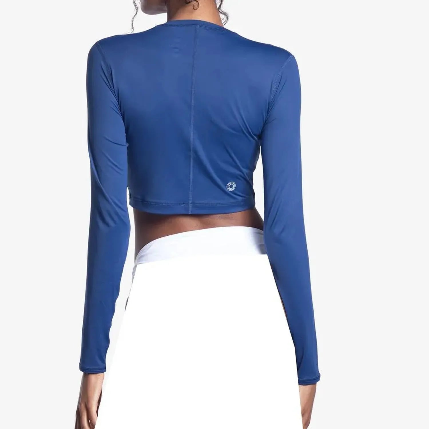 Women's Everyday Long Sleeve Crop Tennis Top-Apparel-BloqUV-4015-navy1-Tennis Express