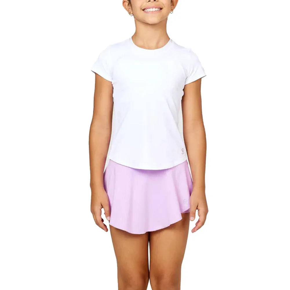 Girls' UV Short Sleeve Tennis Top-Apparel-Sofibella-4057-S24-White-Tennis Express