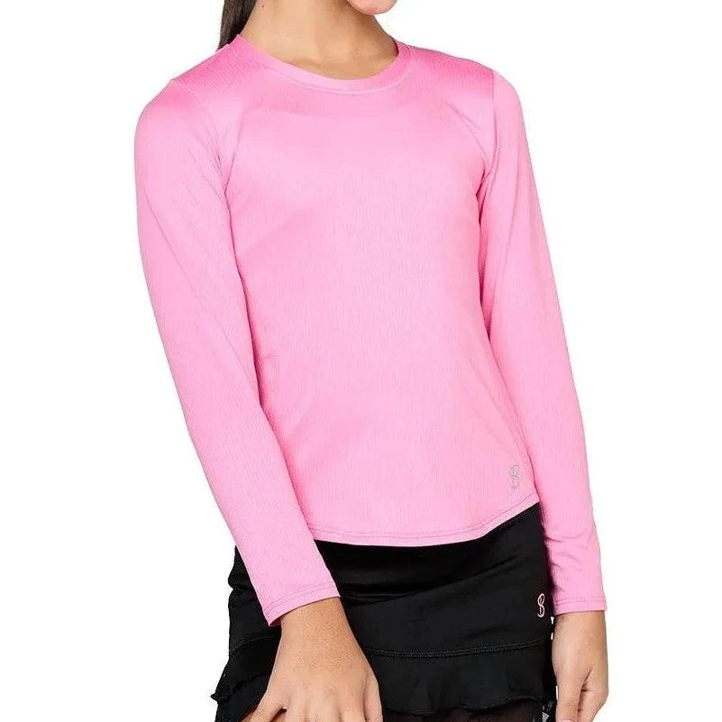Girls' Long Sleeve Tennis Top-Apparel-Sofibella-4058-S25-roa-1-Tennis Express