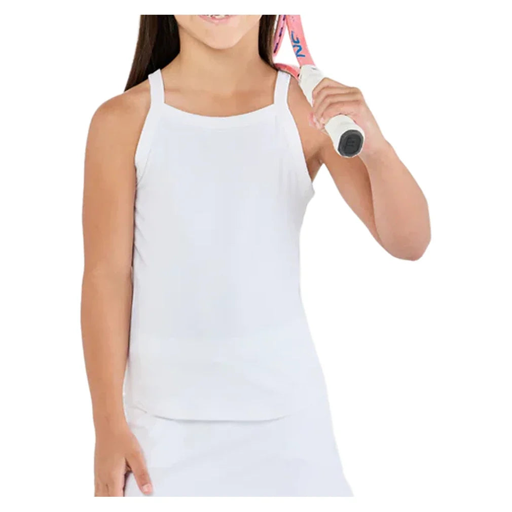 Girls' White Lotus Tennis Tank,Apparel,Sofibella,White,M,Tennis Express,4060WLO-WHT_be83cc62-6d74-4b39-9c41-83df34140ea8