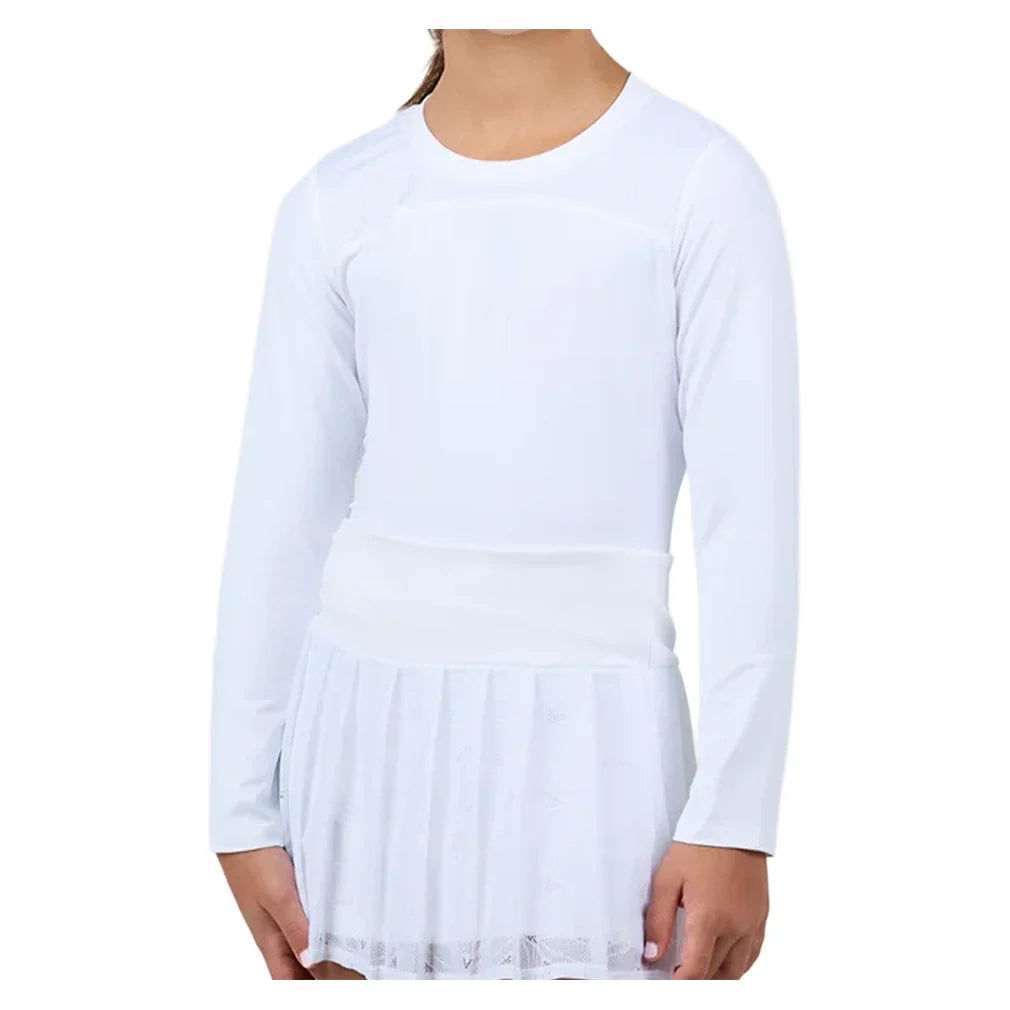 Girls' White Lotus Long Sleeve Tennis Top,Apparel,Sofibella,,,Tennis Express,4063WLO-WHT-1