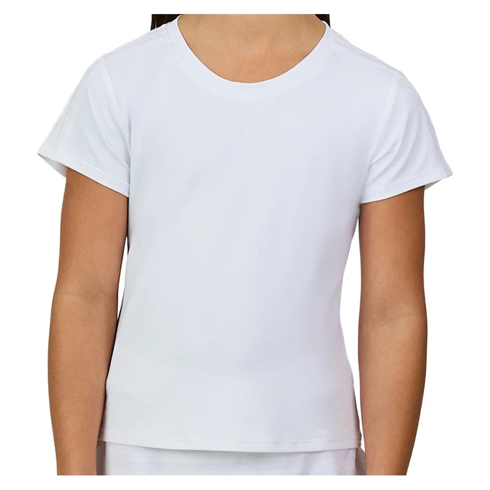 Girls' Short Sleeve Tennis Top White,Apparel,Sofibella,White,XS,Tennis Express,4083WST