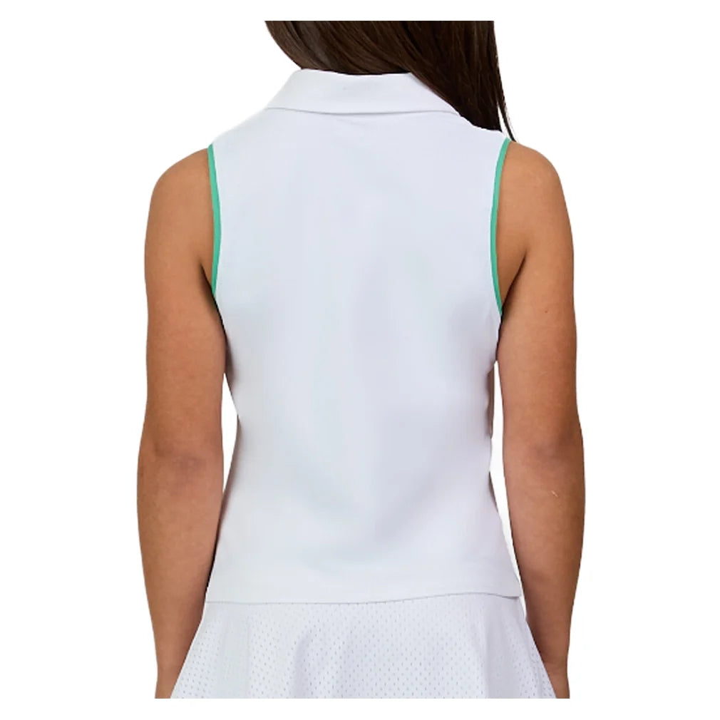 Girls' Sleeveless Tennis Polo White,Apparel,Sofibella,,,Tennis Express,4089ALW-WHT-1