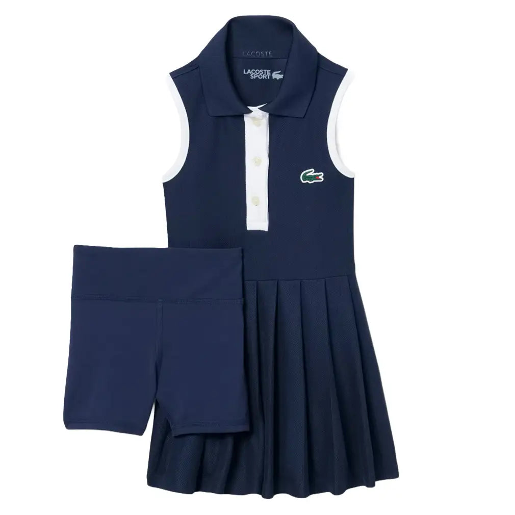 Girls' Heritage Pique Tennis Dress-Apparel-Lacoste-447284-UGW-1-Tennis Express