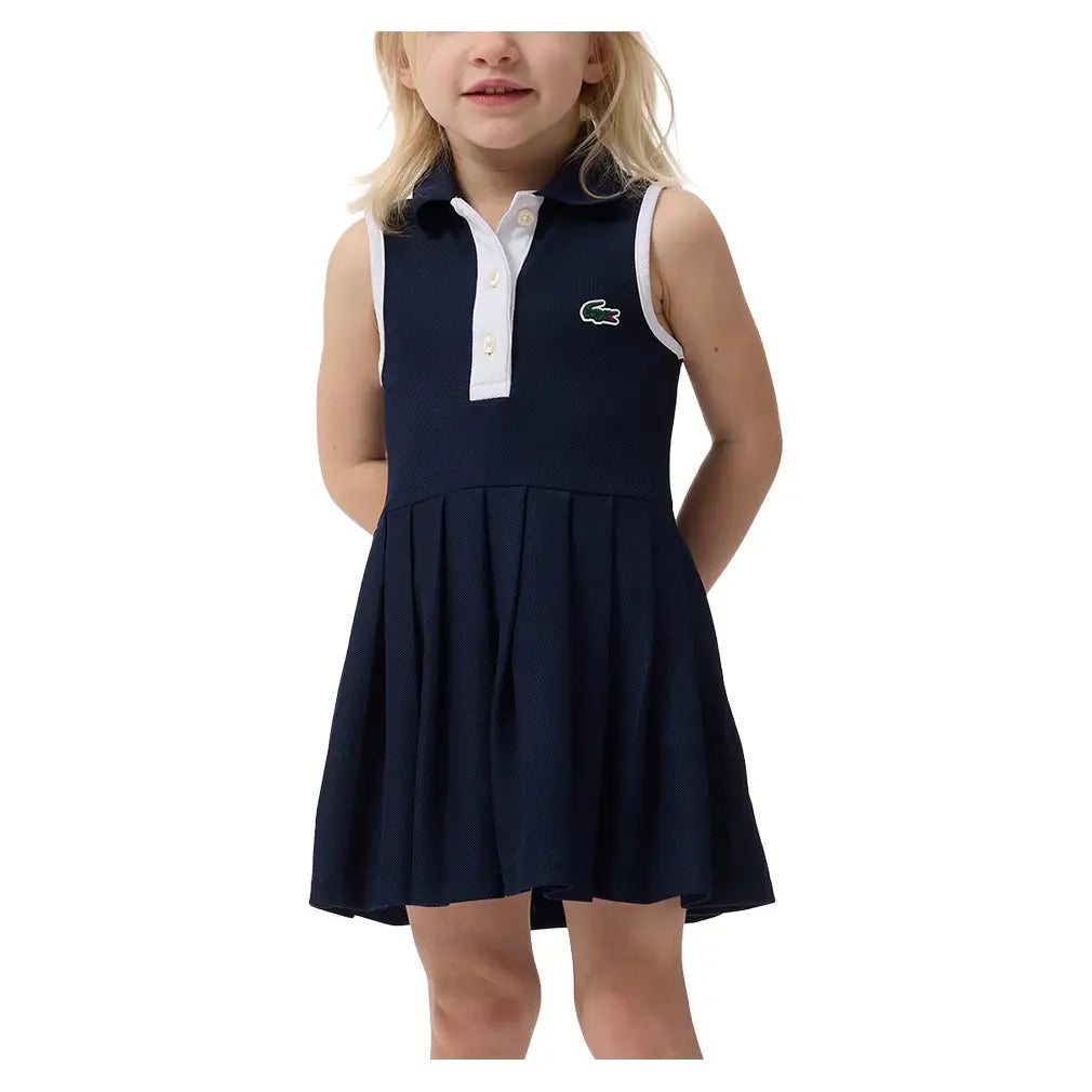 Girls' Heritage Pique Tennis Dress-Apparel-Lacoste-447284-UGW-3-Tennis Express