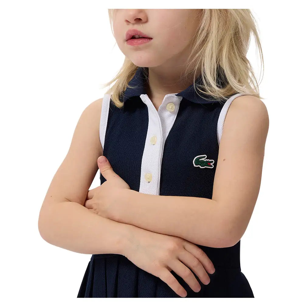 Girls' Heritage Pique Tennis Dress-Apparel-Lacoste-447284-UGW-6-Tennis Express