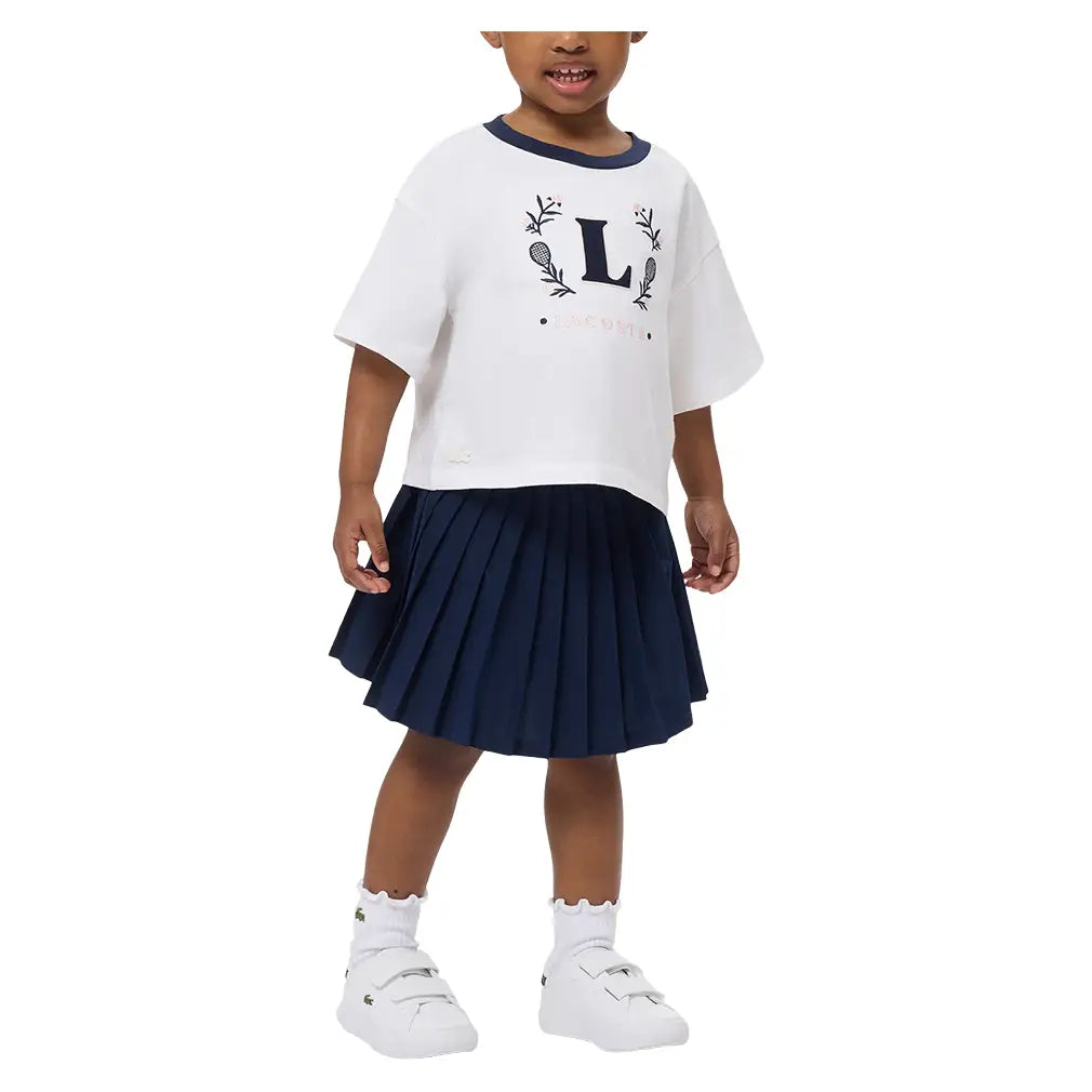 Girls' Logo Sport Pleated Tennis Skirt-Apparel-Lacoste-447286-UGW-5-Tennis Express