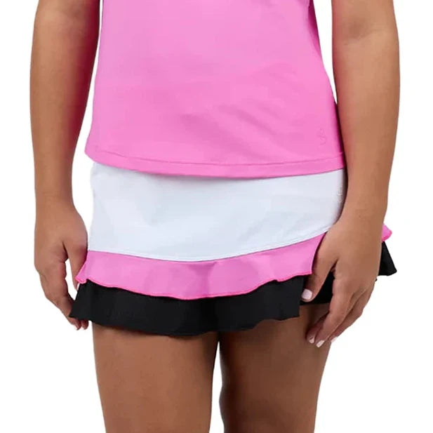 Girls' Pinkology Tennis Skort White and Super Pink-Apparel-Sofibella-4614PIN-WHT-702483Tennis Express