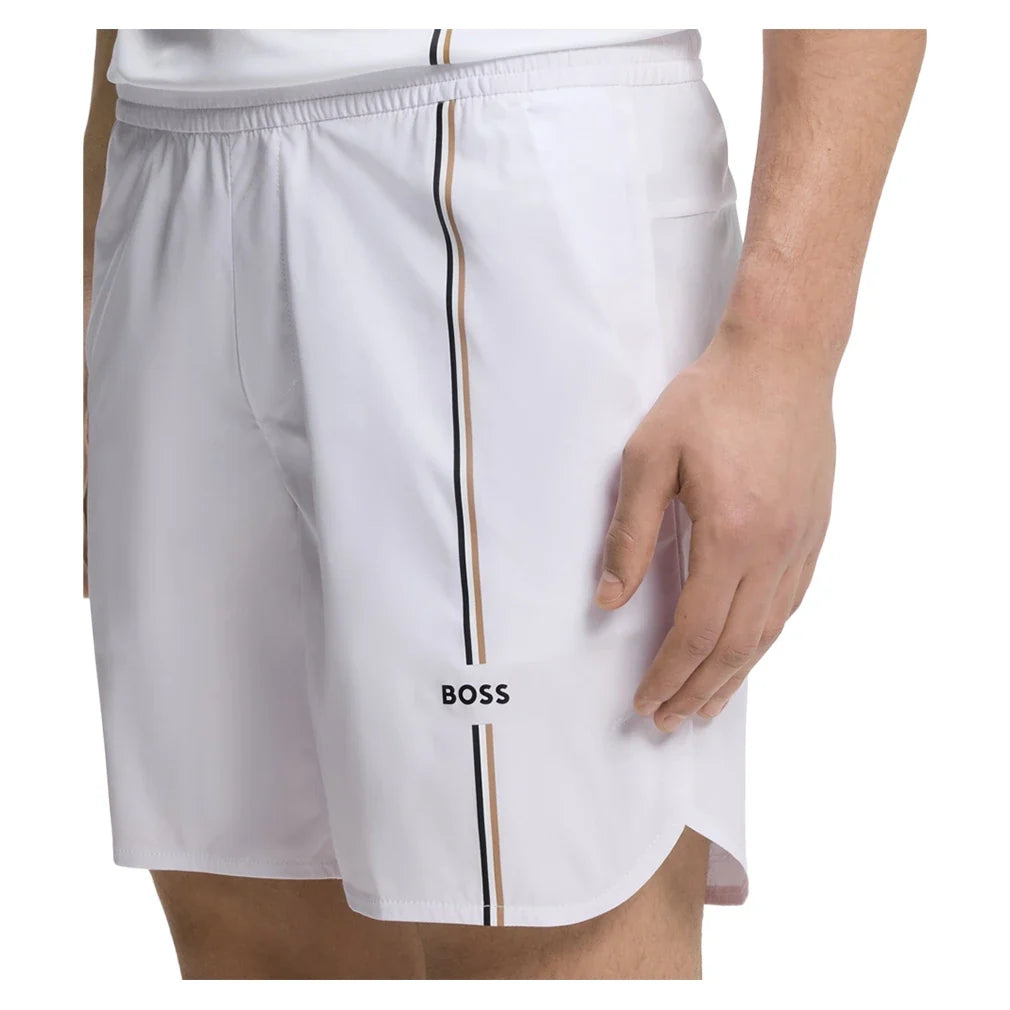 Men's TOC Game 8 Inch Tennis Shorts White,Apparel,Hugo Boss,,,Tennis Express,50561530-100F26-2