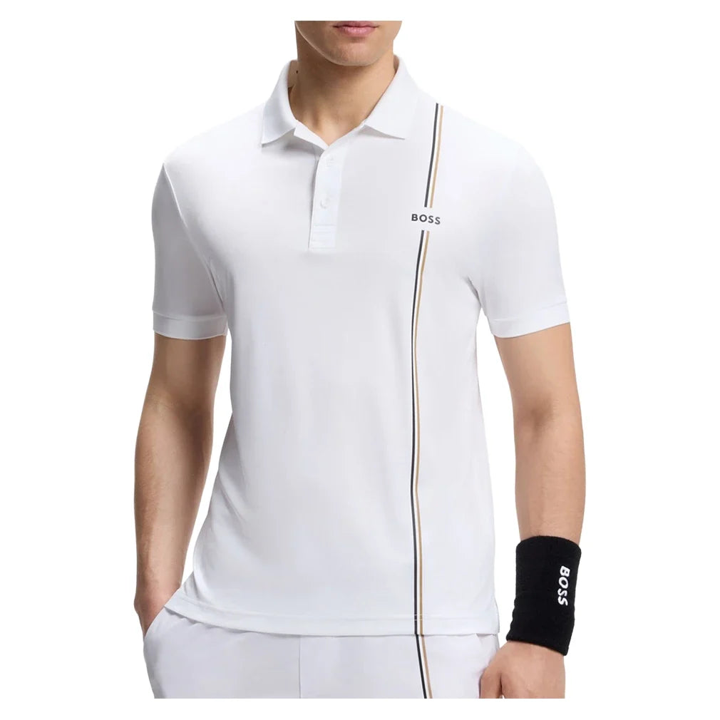 Men's TOC Game 3 Tennis Polo White,Apparel,Hugo Boss,White,S,Tennis Express,50563363-100F26
