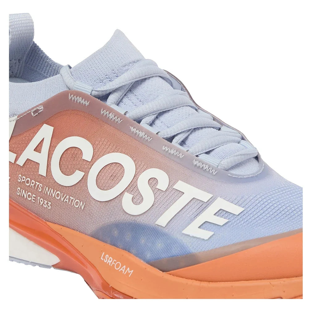 Women's CLAY Court AG-LT25 Lite Tennis Shoes Light Blue and Orange,Footwear,Lacoste,,,Tennis Express,51SFA0011-AMJ-3