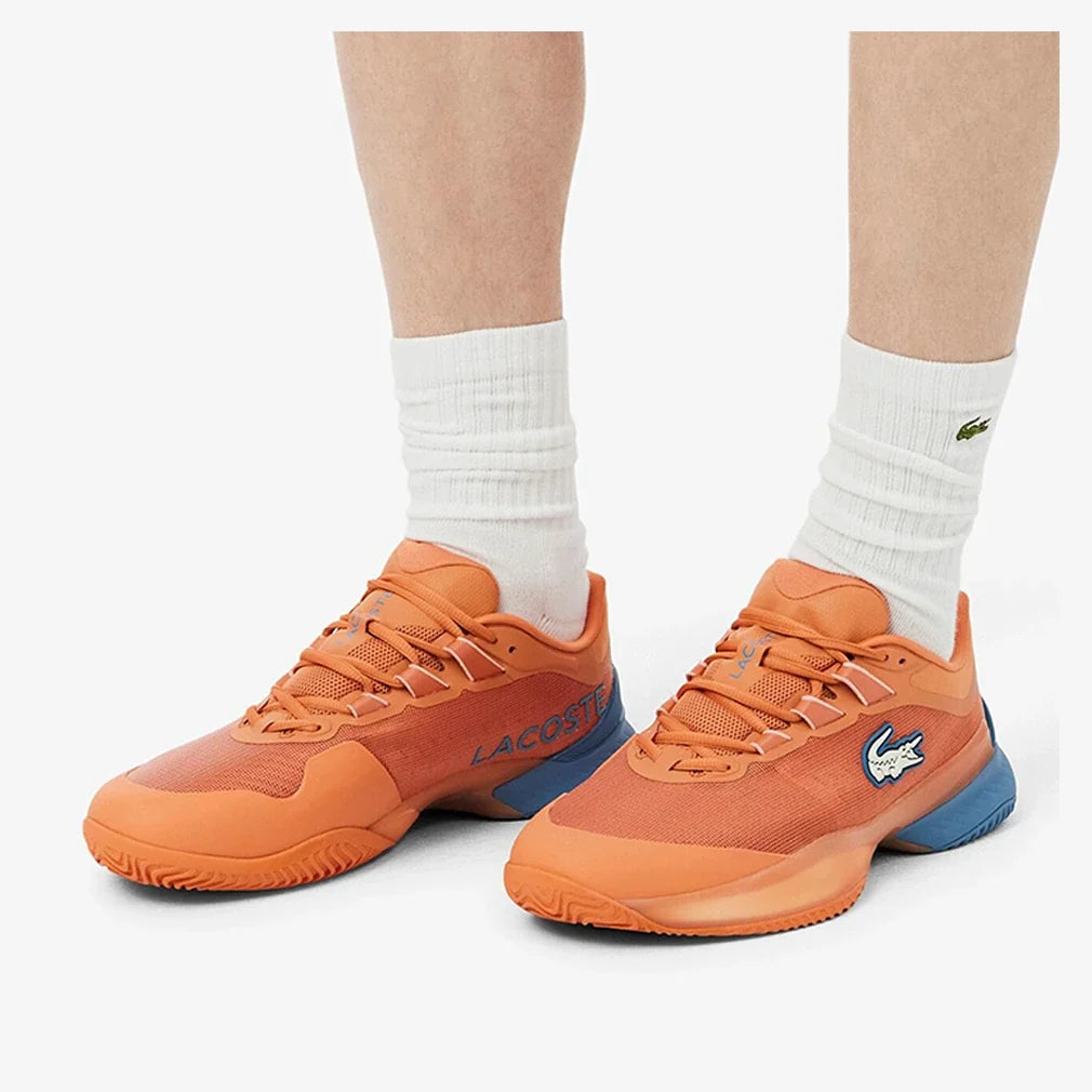 Men's CLAY Court AG-LT Ultra Tennis Shoes Orange and Blue,Footwear,Lacoste,,,Tennis Express,51SMA0013-ARE-4
