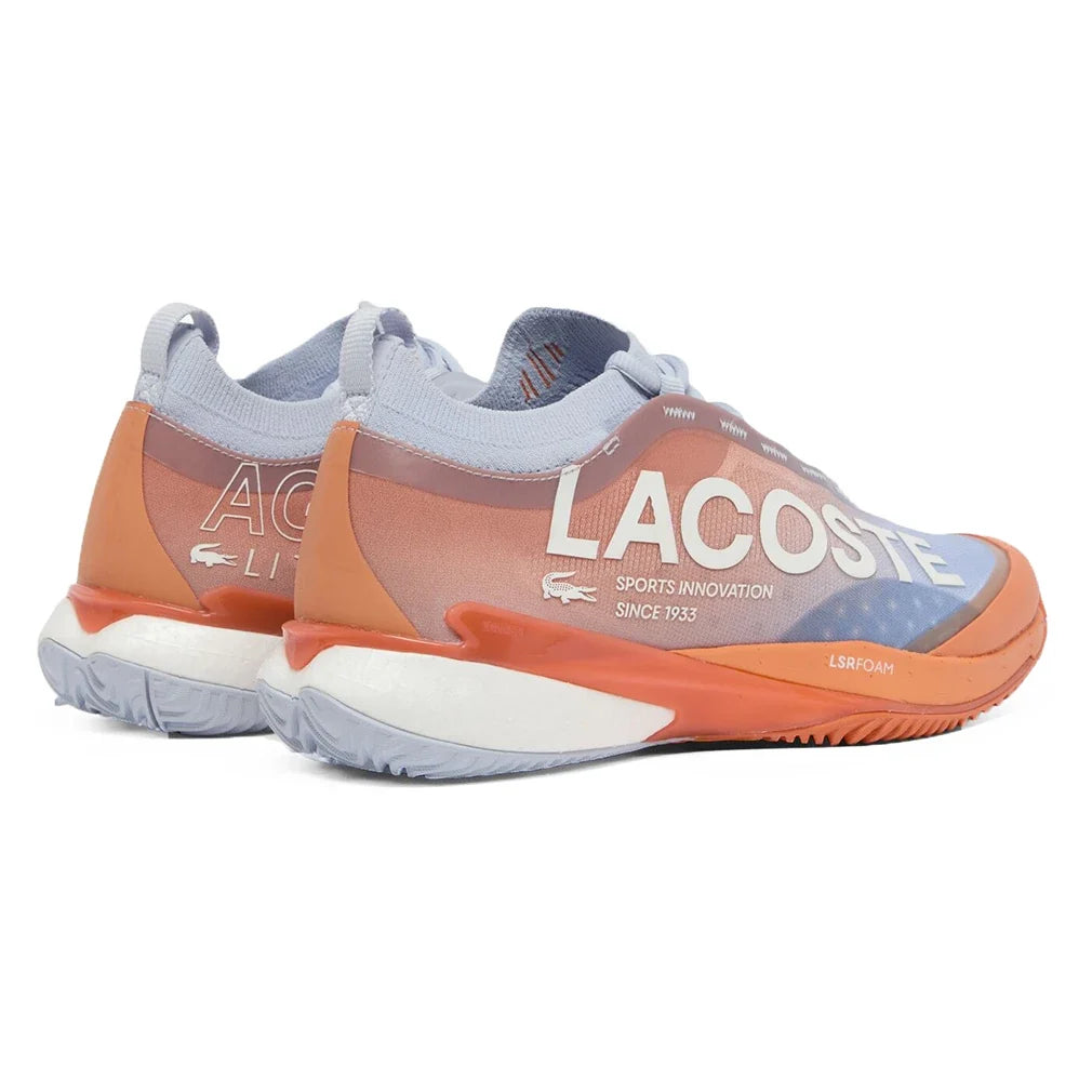 Men's CLAY Court AG-LT25 Lite Tennis Shoes Light Blue and Orange,Footwear,Lacoste,,,Tennis Express,51SMA0137_AMJ-2