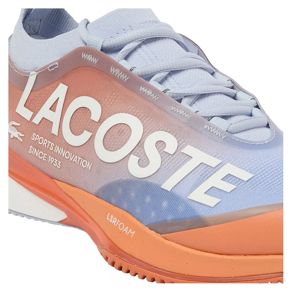Men's CLAY Court AG-LT25 Lite Tennis Shoes Light Blue and Orange,Footwear,Lacoste,,,Tennis Express,51SMA0137_AMJ-5