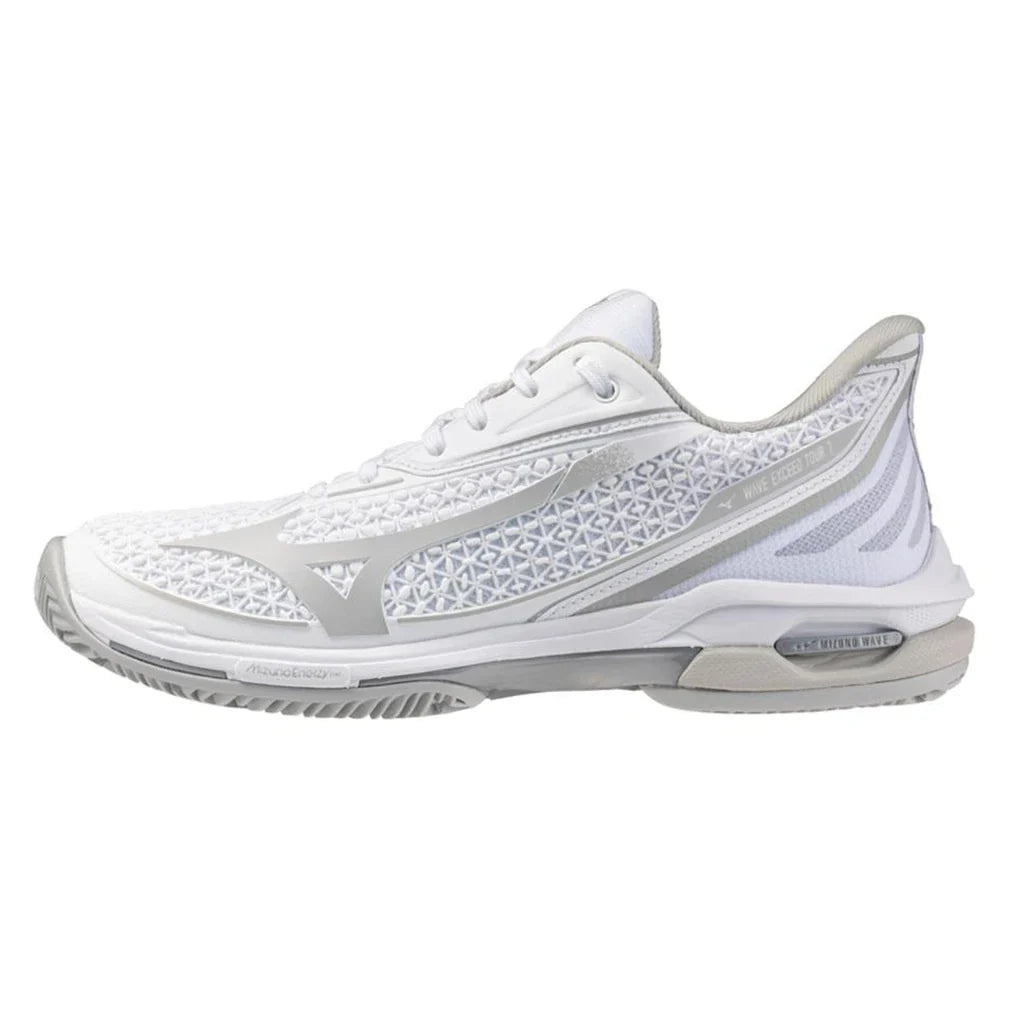 Women's Wave Exceed Tour 7 Clay Court Tennis Shoes White and Harbor Mist-Footwear-Mizuno-White/Harbor Mist-6, [current_file_name-Tennis Express