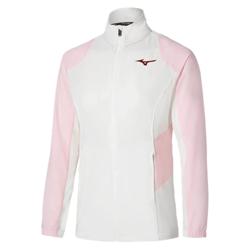 Women's Shadow Tennis Jacket White and Pinkesque-Apparel-Mizuno-650010-0016-Tennis Express