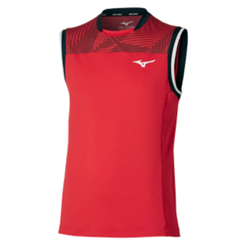 Men's Shadow Sleeveless Tennis Tee Fiery Red-Apparel-Mizuno-650022-1R1R-Tennis Express