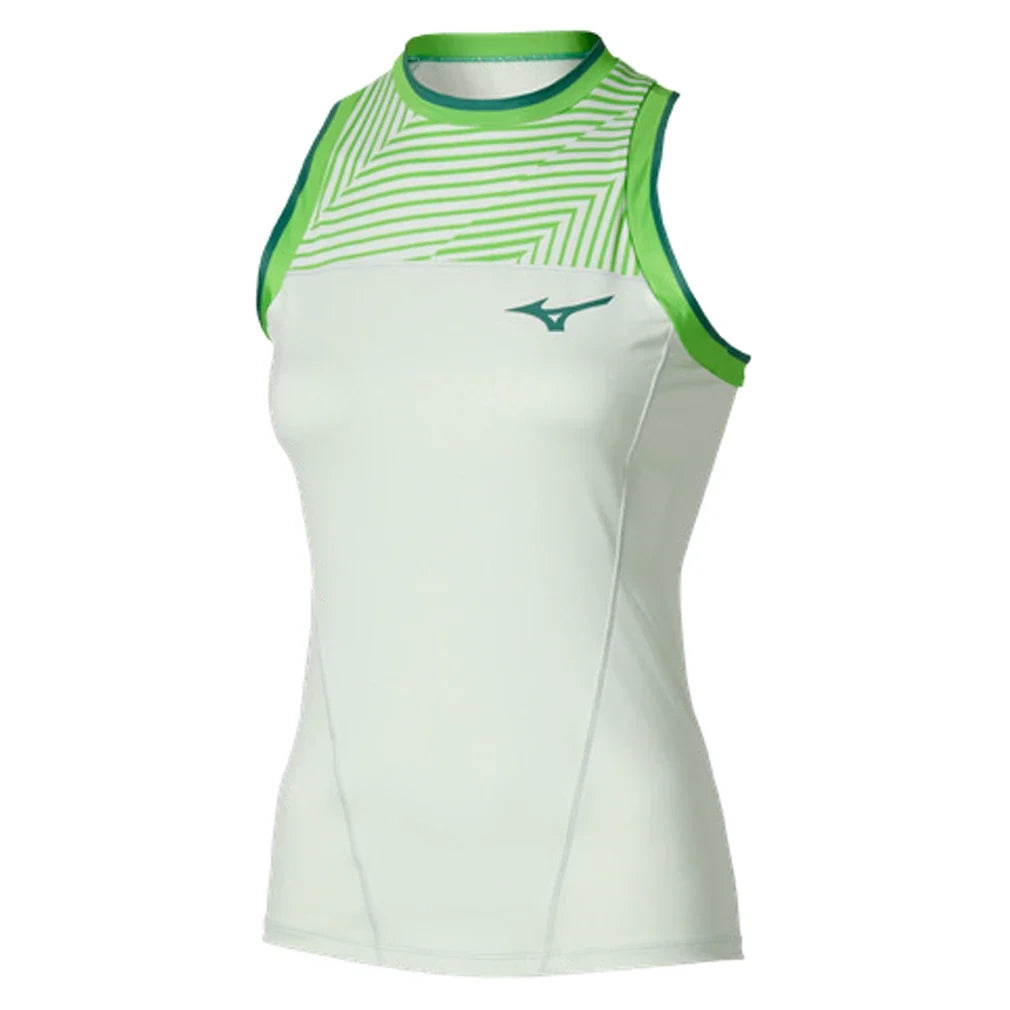 Women's Printed Tennis Tank Phantom Green-Apparel-Mizuno-650029-4F4F_5b151d76-00fd-4809-b493-d41dd8fd870d-Tennis Express