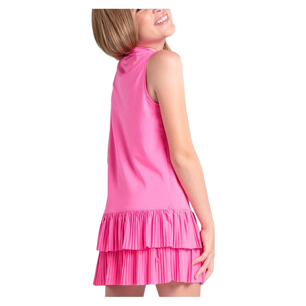 Girls' Match Pleated Polo Tennis Dress-Apparel-Lucky In Love-695_Taffy-2-Tennis Express