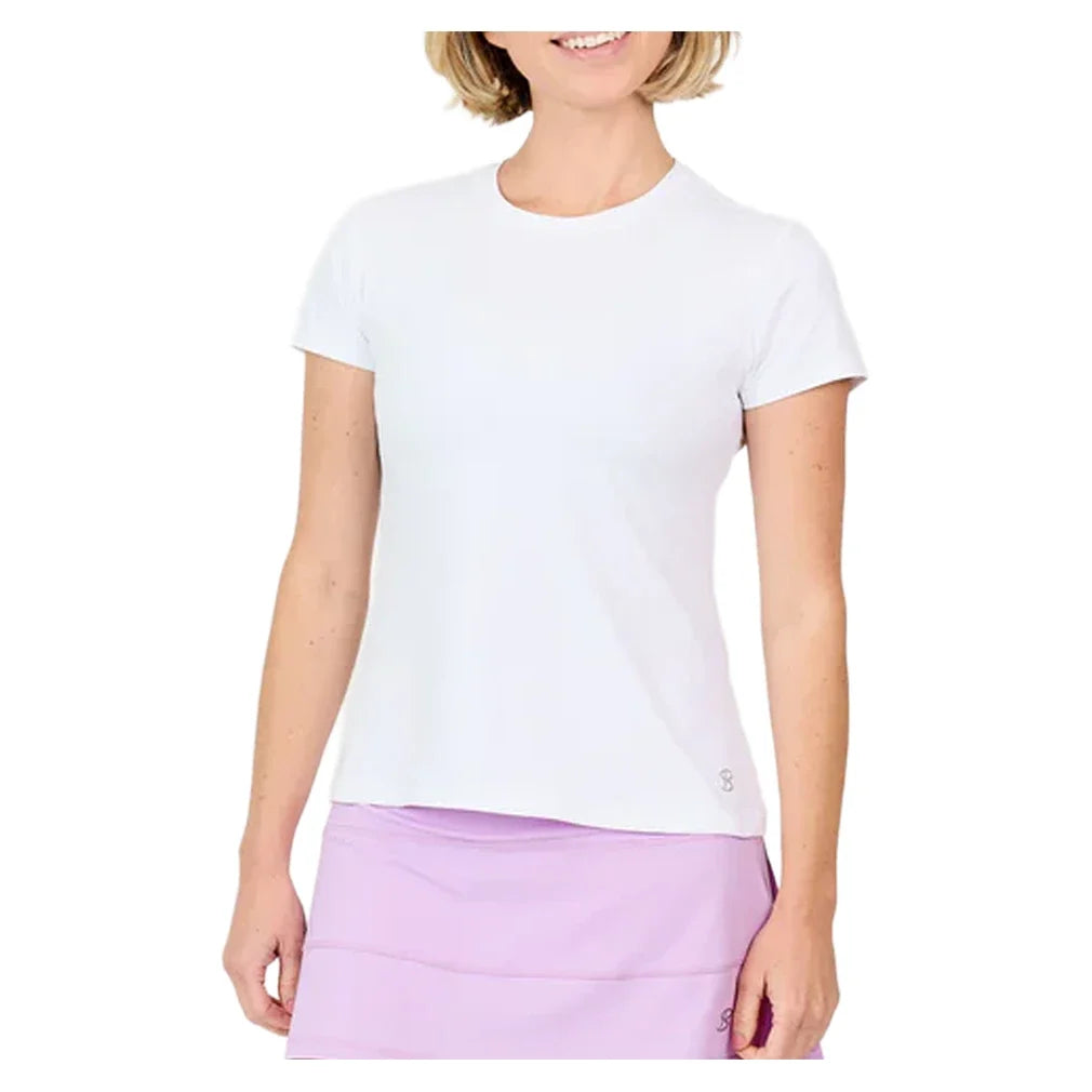 Women's Short Sleeve Tennis Top,Apparel,Sofibella,White,XS,Tennis Express,7012-W