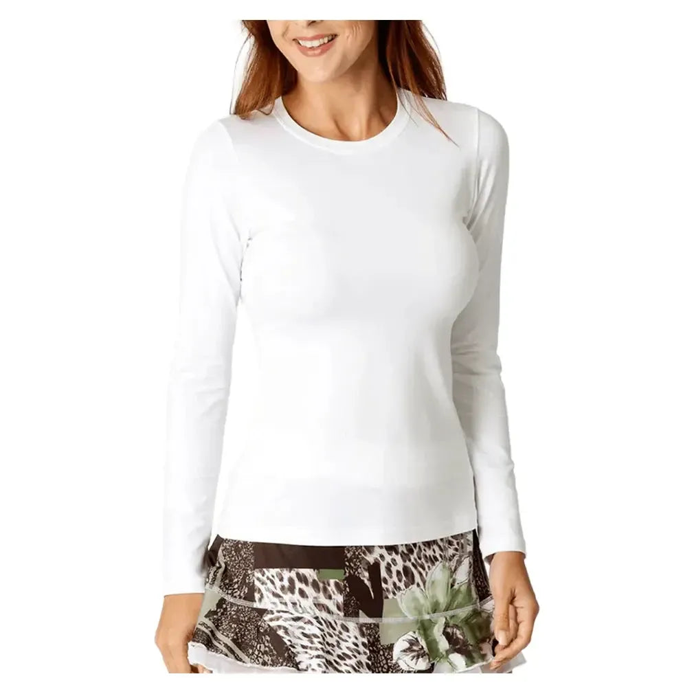 Women's UV Long Sleeve Tennis Top-Apparel-Sofibella-7013-B-W-Tennis Express