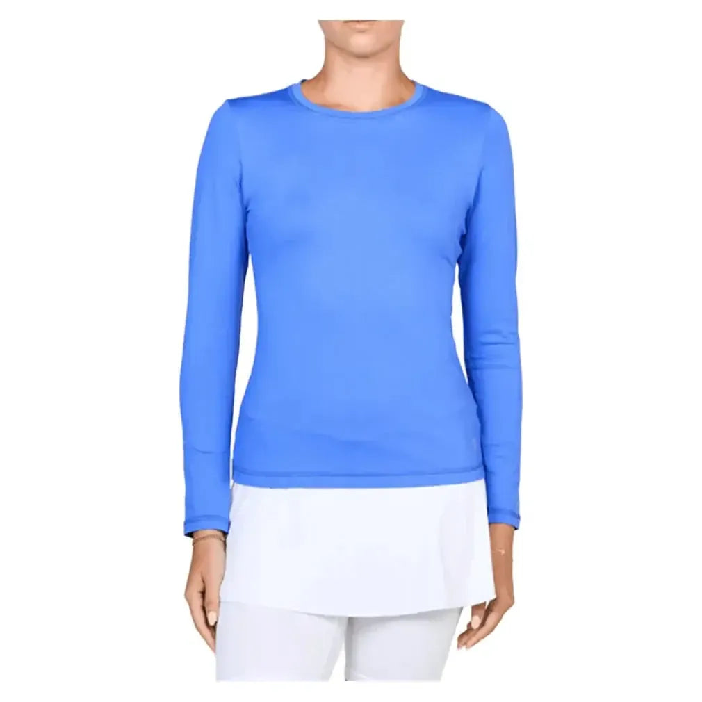 Women's UV Long Sleeve Tennis Top-Apparel-Sofibella-7013-BB-Blue-Tennis Express