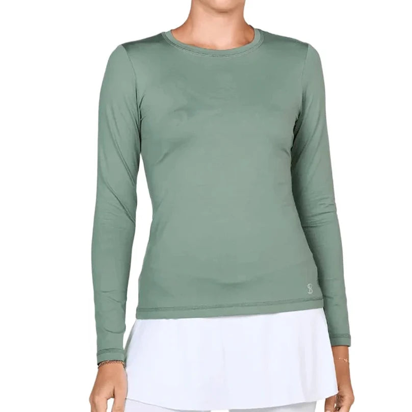 Women's UV Colors Long Sleeve Tennis Top Army,Apparel,Sofibella,XS,,Tennis Express,7013ARM-B