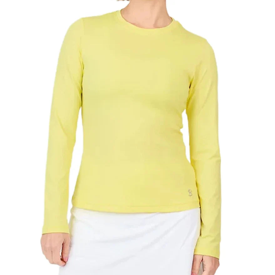 Women's UV Long Sleeve Tennis Top Sunshine,Apparel,Sofibella,Yellow,XS,Tennis Express,7013SUN-B