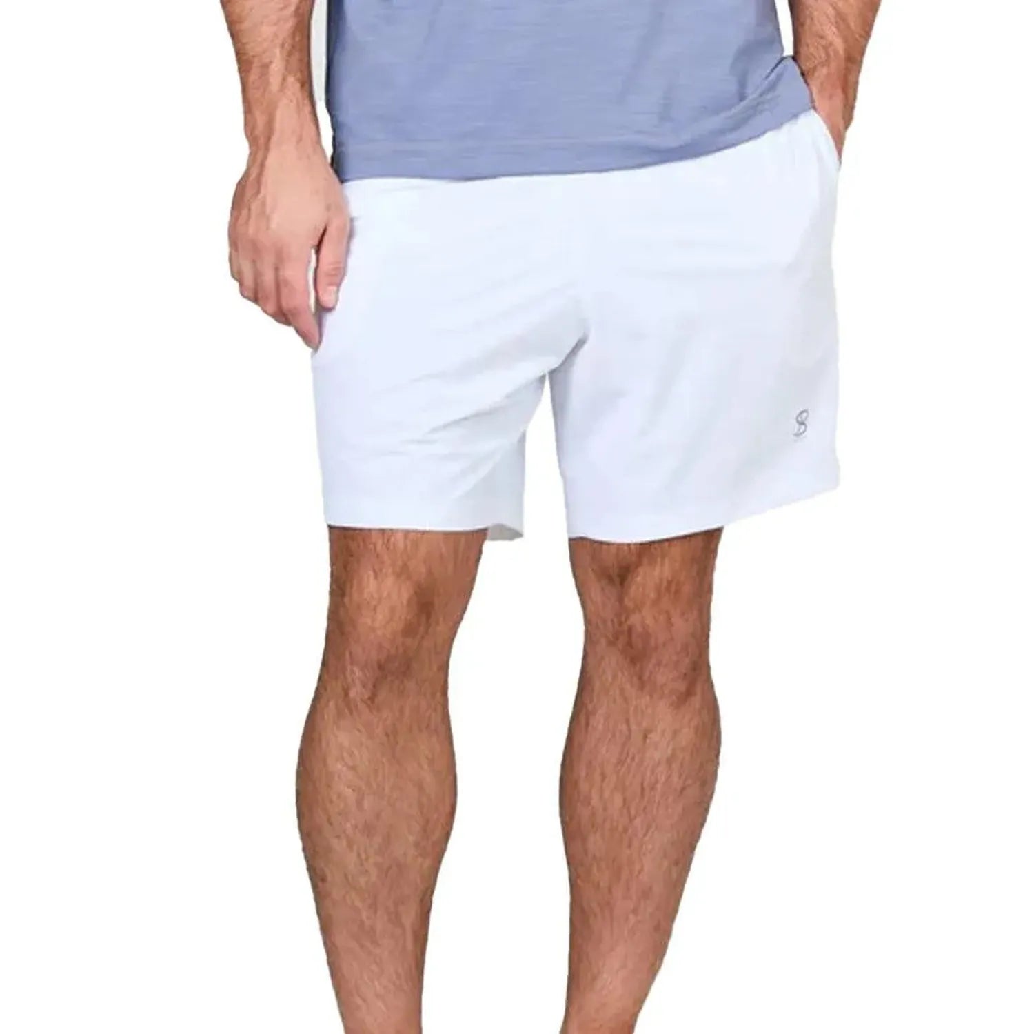 Men's SB Sport Game 7 Inch Tennis Short White-Apparel-Sofibella-8010WHT-B-Tennis Express